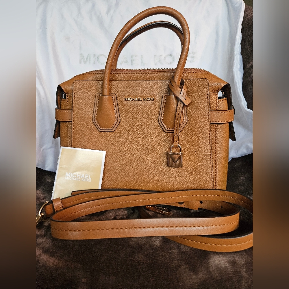Michael Kors Mercer Medium Pebbled Belted Satchel